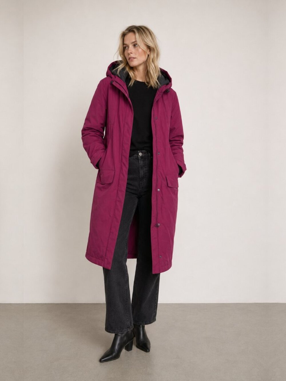 Lands' End Polartec Hooded Winter Stadium Coat Pink Medium #A2326